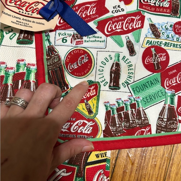 Vintage Retro Coca Cola Pot Holder Stove Towel Red Advertising 1999 Y2K 2pcs NWT - Picture 3 of 9